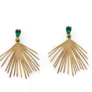 Green and Thriving! Green CZ Wire Fan Post Earrings Item #: 66452